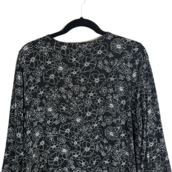 J.Jill Wearever Collection Black with White Florals Size Large - Picture 8 of 13